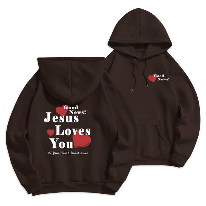 Christianartworkshop Jesus liebt dich – Gute Nachricht – Fleece-Pullover-Hoodie - Braun - 2XL - image 15