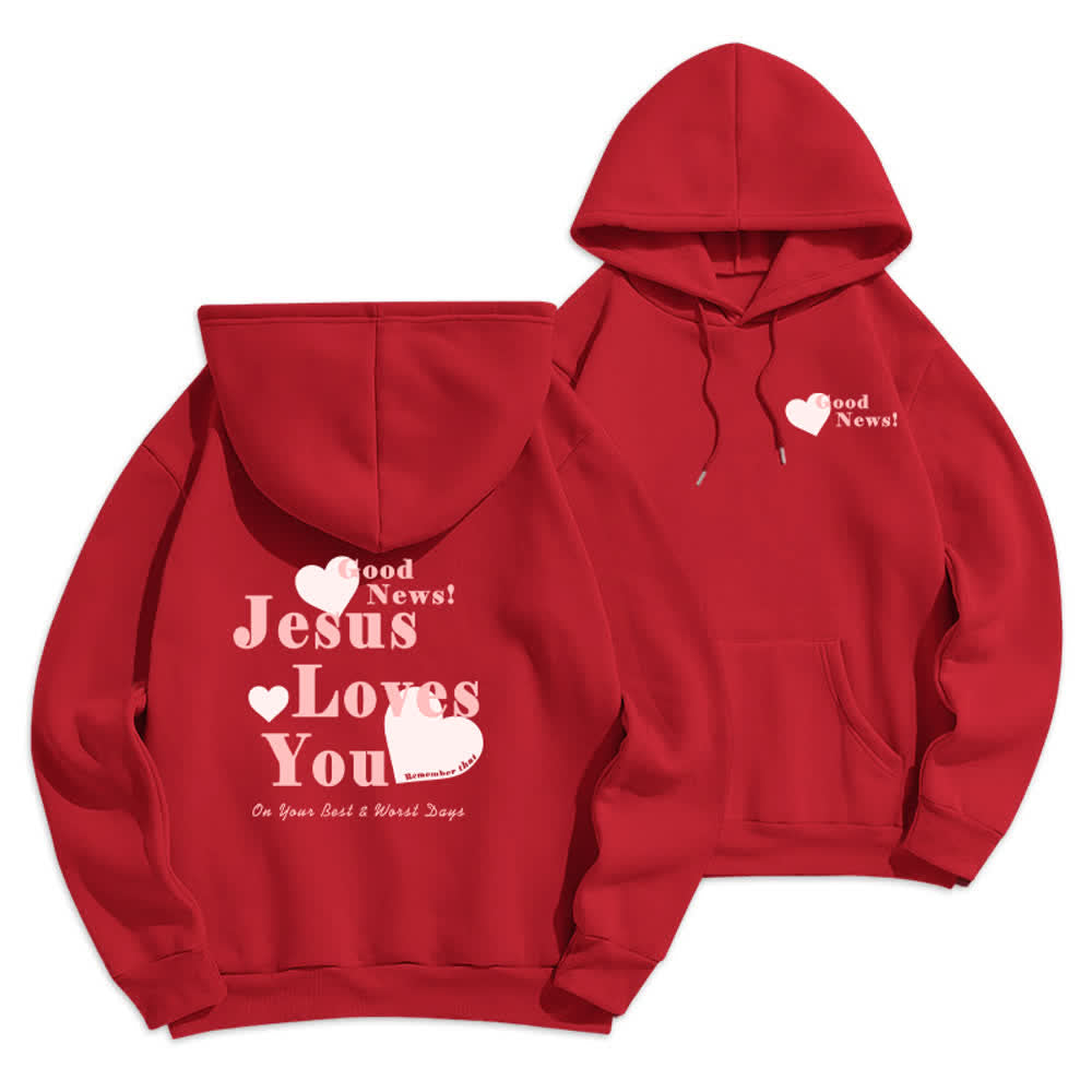 Christianartworkshop Jesus liebt dich – Gute Nachricht – Fleece-Pullover-Hoodie - Rot - 2XL - image 21
