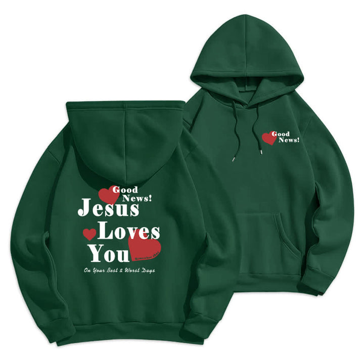 Christianartworkshop Jesus liebt dich – Gute Nachricht – Fleece-Pullover-Hoodie - Grün - 2XL - image 18