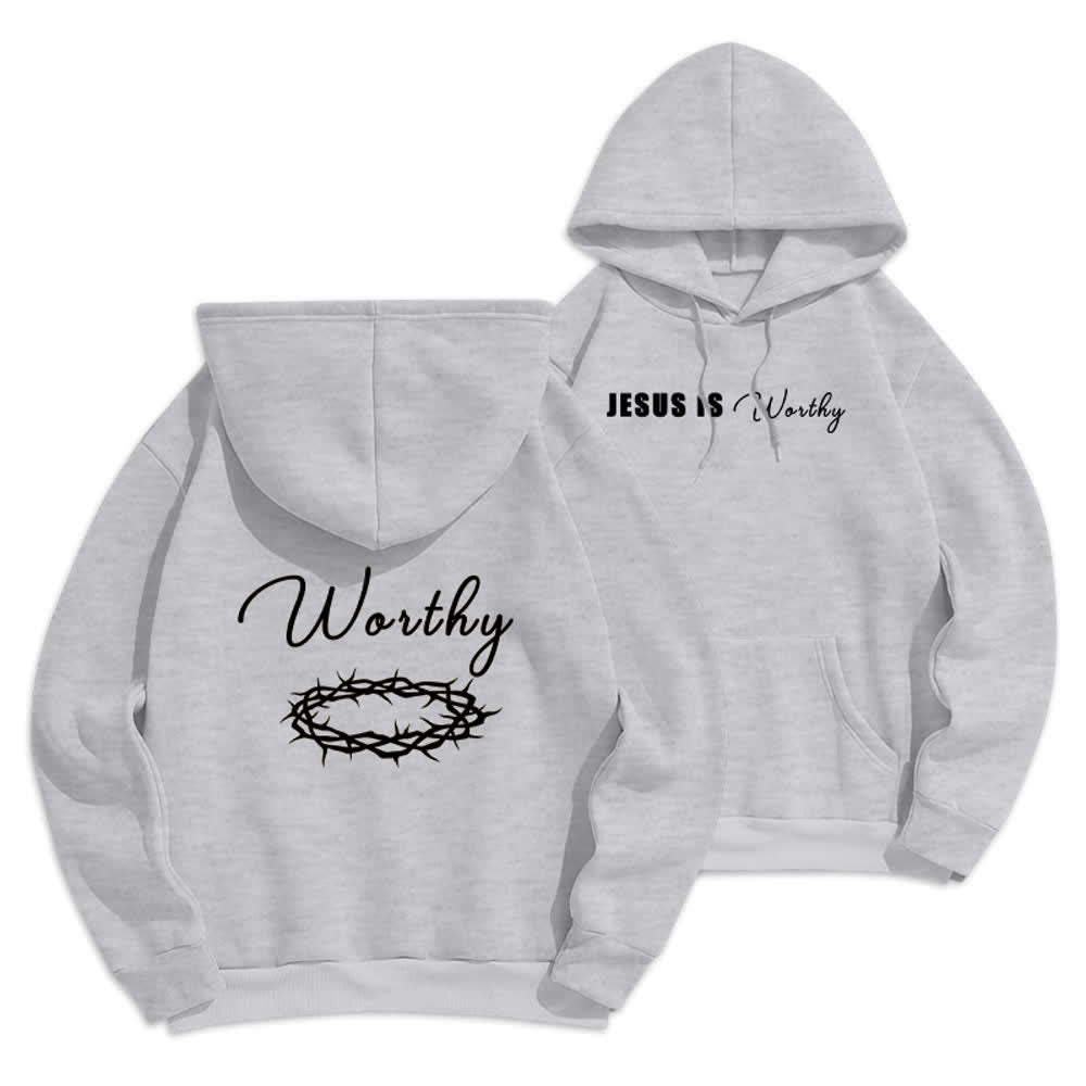Christianartworkshop Jesus Is Worthy Gold Print Chocolate Brown Pullover Hoodie - Grau - 2XL - image 12