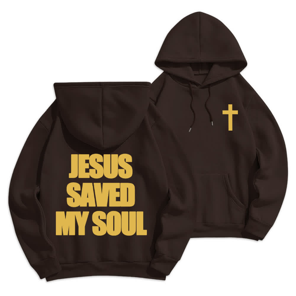 Christianartworkshop Jesus Saved My Soul Vintage Brauner Fleece-Pullover-Hoodie - Braun - 2XL - image 0