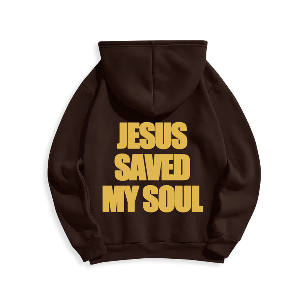 Christianartworkshop Jesus Saved My Soul Vintage Brauner Fleece-Pullover-Hoodie - image 1
