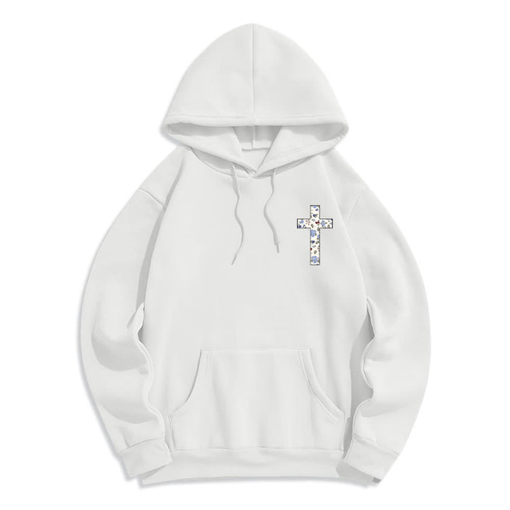Christianartworkshop Oversize-Hoodie mit floralem Kreuzpatch und Fleecefutter - image 5