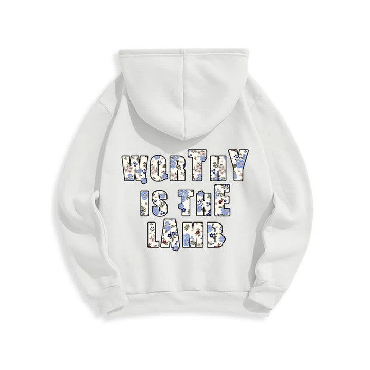Christianartworkshop Oversize-Hoodie mit floralem Kreuzpatch und Fleecefutter - image 4