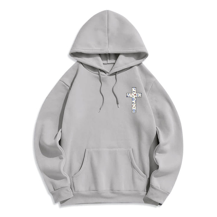 Christianartworkshop Oversize-Hoodie mit floralem Kreuzpatch und Fleecefutter - image 11