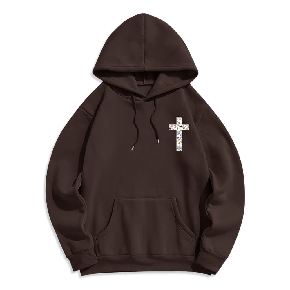 Christianartworkshop Oversize-Hoodie mit floralem Kreuzpatch und Fleecefutter - image 2