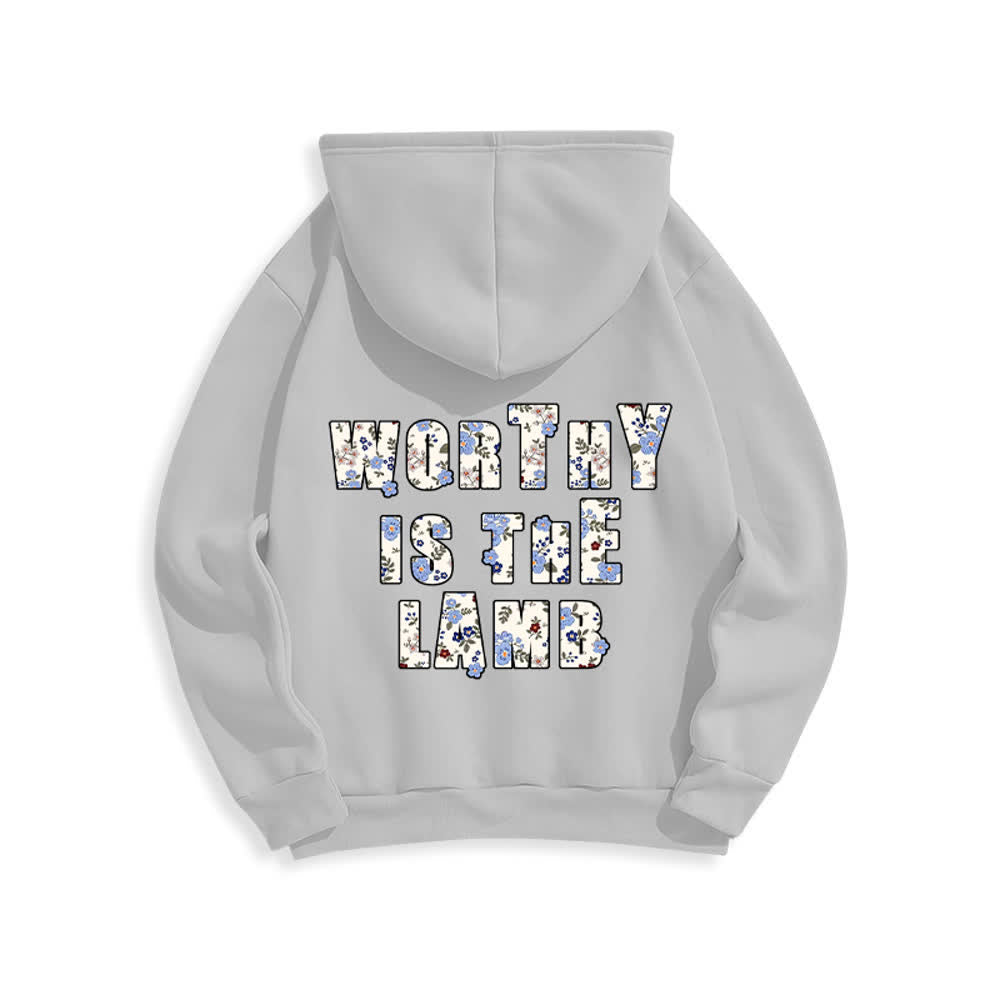 Christianartworkshop Oversize-Hoodie mit floralem Kreuzpatch und Fleecefutter - image 10