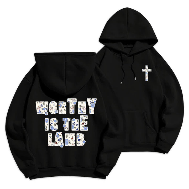 Christianartworkshop Oversize-Hoodie mit floralem Kreuzpatch und Fleecefutter - Schwarz - 2XL - image 12