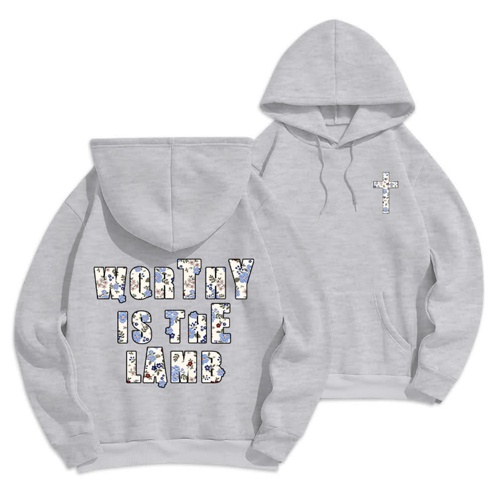 Christianartworkshop Oversize-Hoodie mit floralem Kreuzpatch und Fleecefutter - Grau - 2XL - image 9
