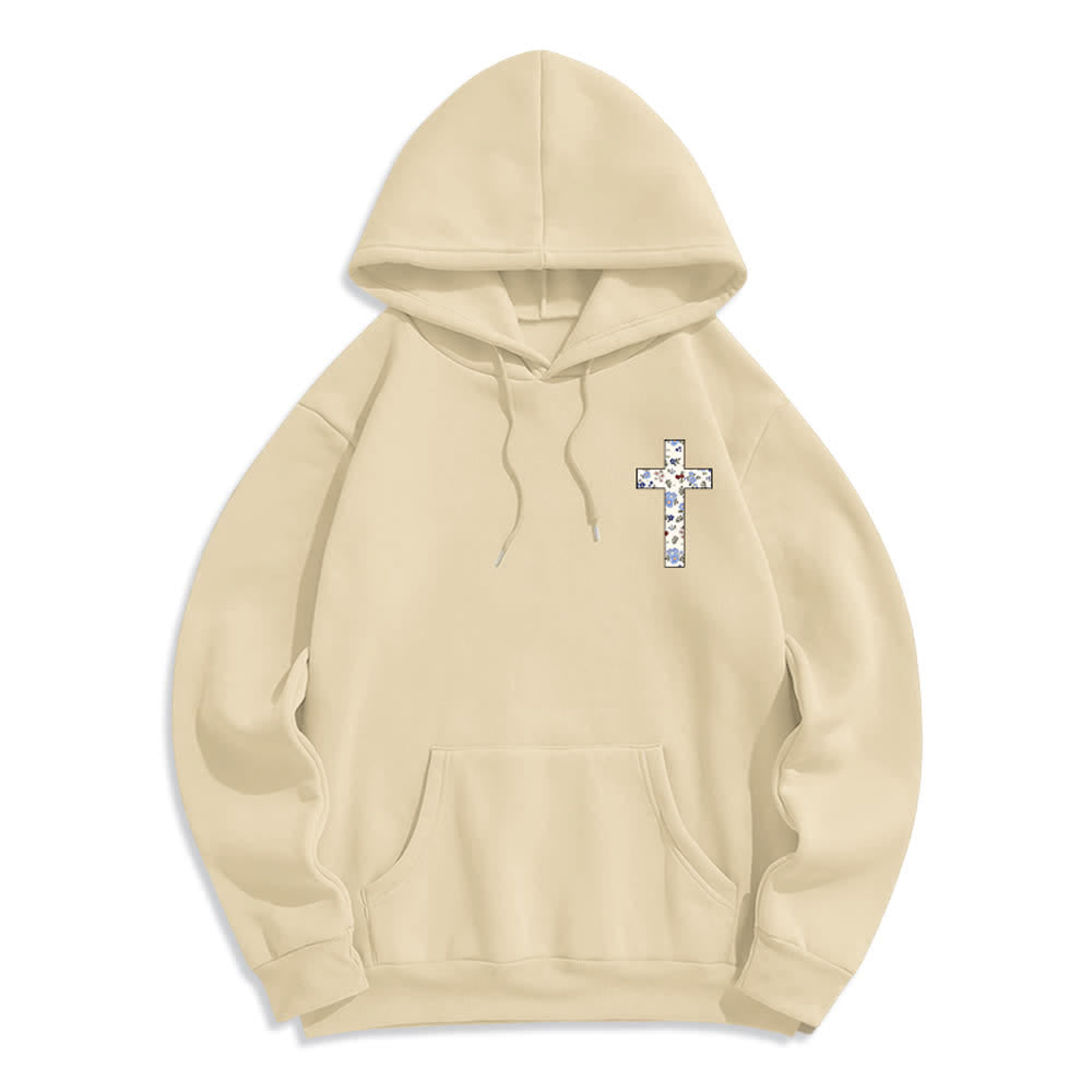 Christianartworkshop Oversize-Hoodie mit floralem Kreuzpatch und Fleecefutter - image 17
