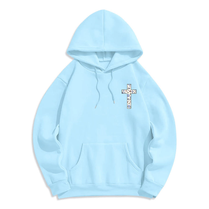 Christianartworkshop Oversize-Hoodie mit floralem Kreuzpatch und Fleecefutter - image 20