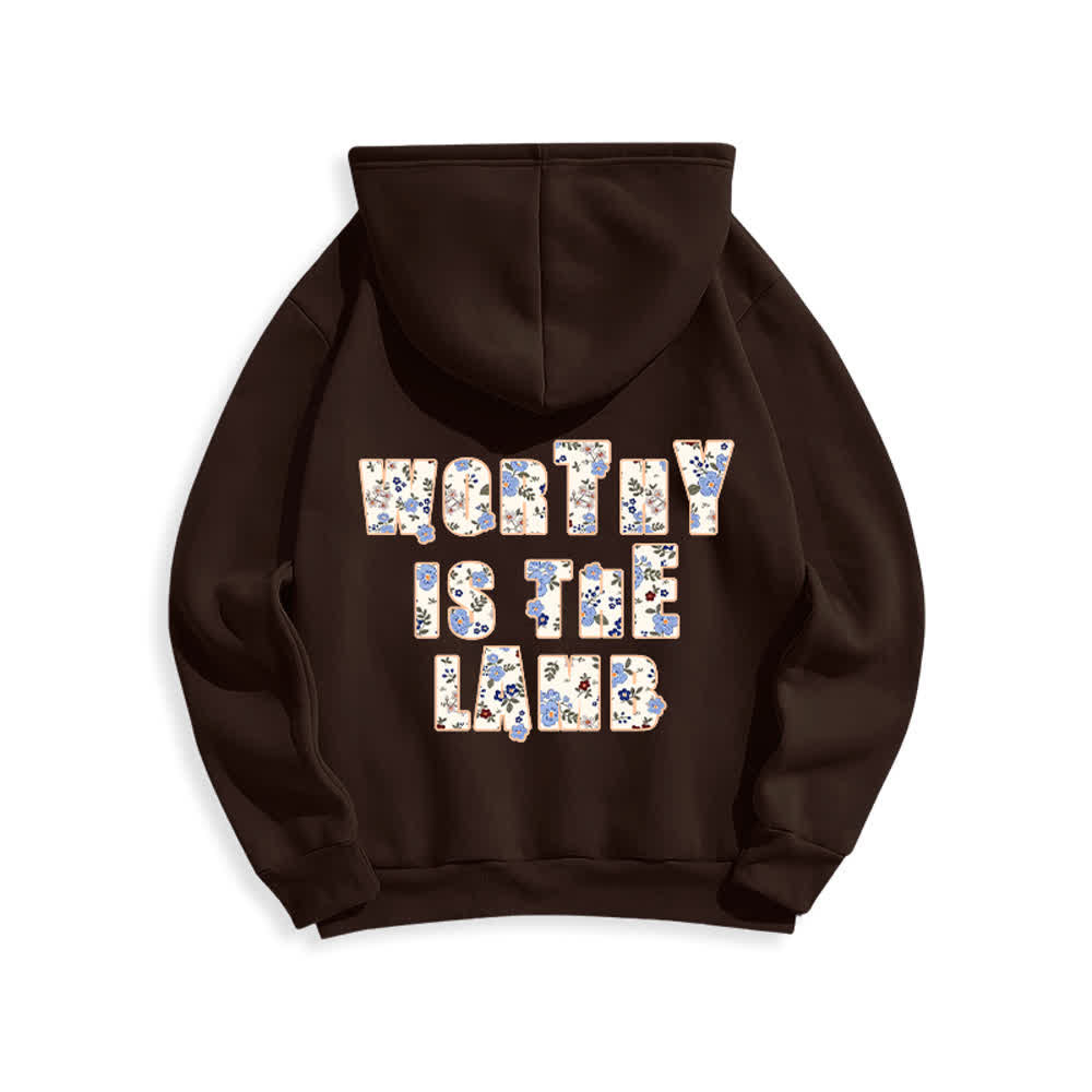 Christianartworkshop Oversize-Hoodie mit floralem Kreuzpatch und Fleecefutter - image 1