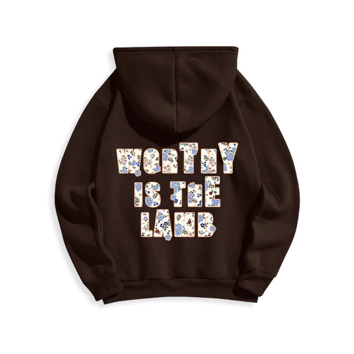 Christianartworkshop Oversize-Hoodie mit floralem Kreuzpatch und Fleecefutter - image 1