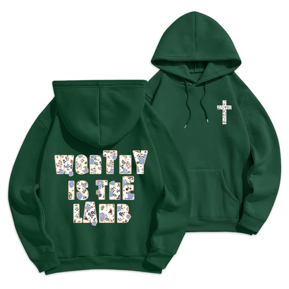 Christianartworkshop Oversize-Hoodie mit floralem Kreuzpatch und Fleecefutter - Grün - 2XL - image 21