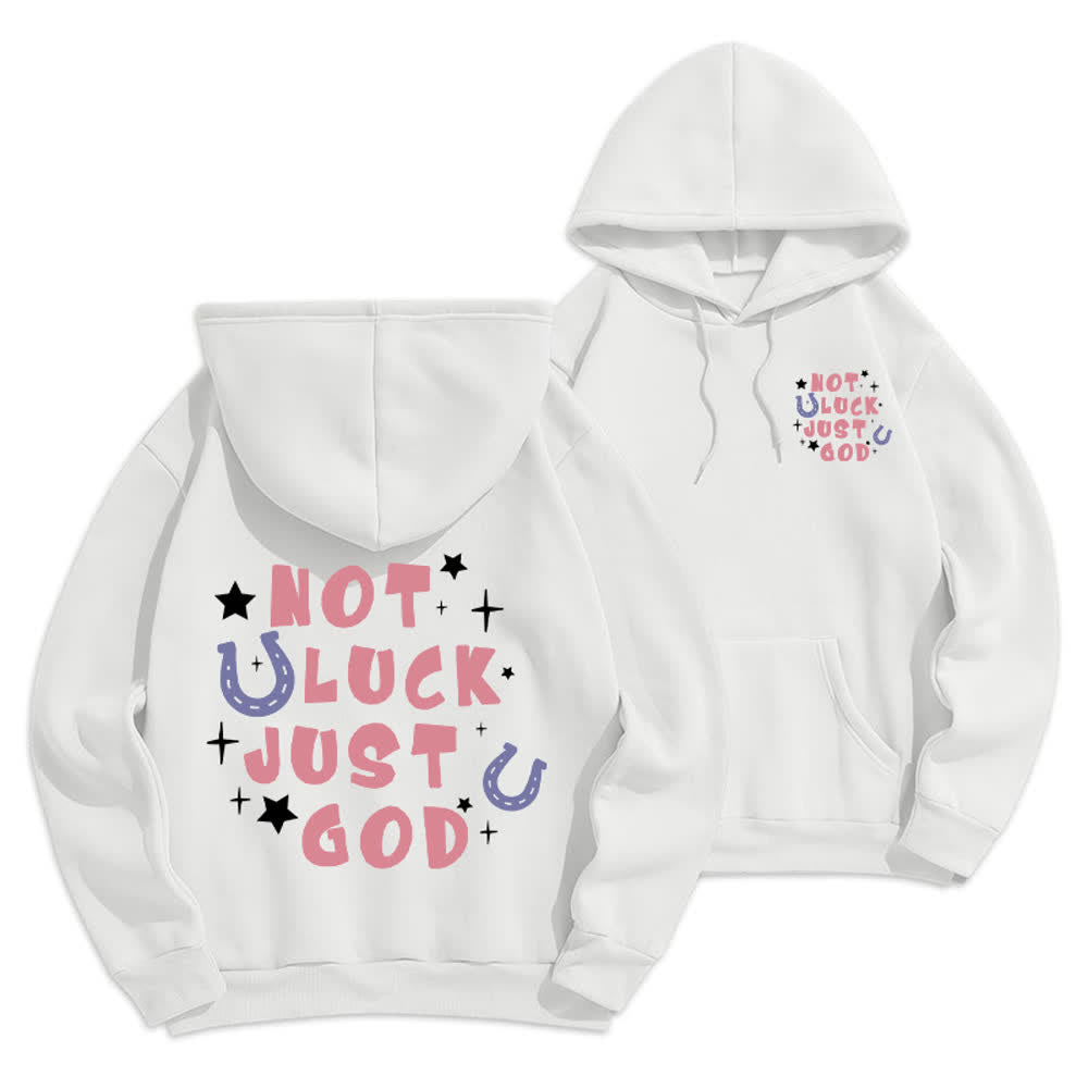 Christianartworkshop Nicht Glück, nur Gott – Fleecegefütterter Hoodie mit Grafikprint - Weiß - 2XL - image 3