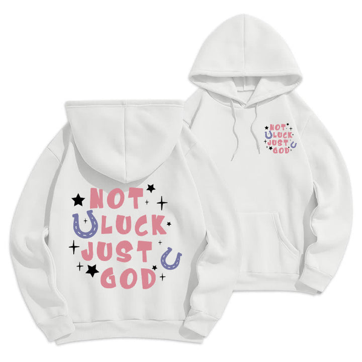 Christianartworkshop Nicht Glück, nur Gott – Fleecegefütterter Hoodie mit Grafikprint - Weiß - 2XL - image 3
