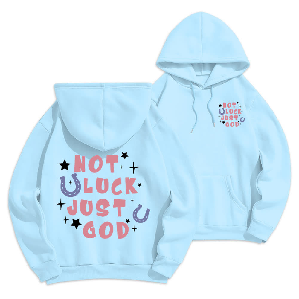 Christianartworkshop Nicht Glück, nur Gott – Fleecegefütterter Hoodie mit Grafikprint - Blau - 2XL - image 0