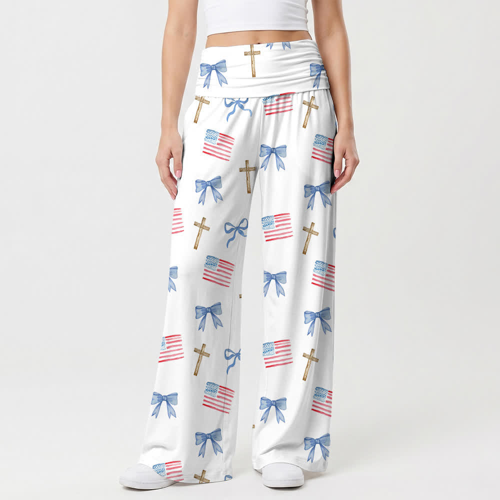 Christianartworkshop Damenhose mit weitem Bein und Schleifen- und Kreuzmuster im Americana-Stil - US22, UK/AU26, EU54 - image 0
