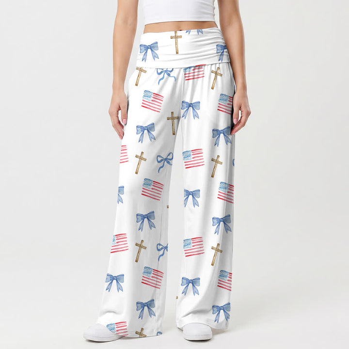Christianartworkshop Damenhose mit weitem Bein und Schleifen- und Kreuzmuster im Americana-Stil - US22, UK/AU26, EU54 - image 0