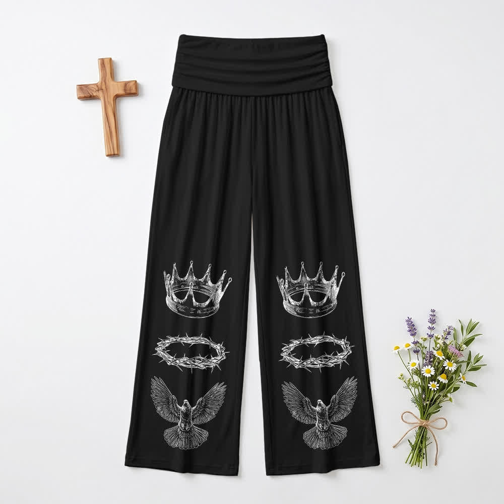 Christianartworkshop Crown and Dove Damen-Hose mit umklappbarem Bund und weitem Bein - US22, UK/AU26, EU54 - image 0