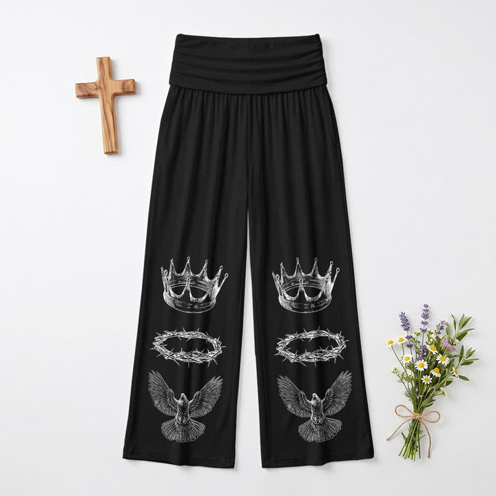 Christianartworkshop Crown and Dove Damen-Hose mit umklappbarem Bund und weitem Bein - US22, UK/AU26, EU54 - image 0