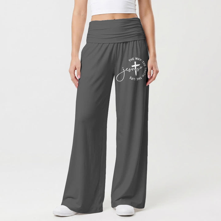 Christianartworkshop Damenhose mit Jesus-Kreuz-Motiv und umklappbarem Bund, weites Bein - image 1
