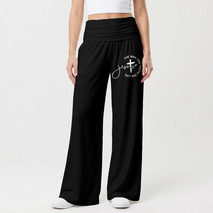 Christianartworkshop Damenhose mit Jesus-Kreuz-Motiv und umklappbarem Bund, weites Bein - image 10
