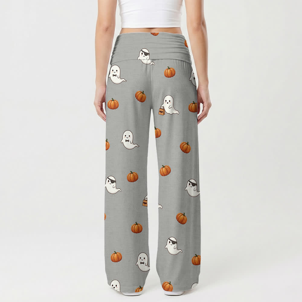 Christianartworkshop Ghost Pumpkin Cross Cozy Lounge Damen-Hose mit weitem Bein - image 2