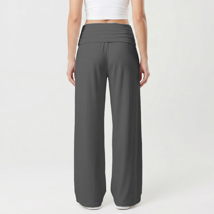 Christianartworkshop Elegante schwarze, weich fallende Damenhose mit weitem Bein und Kreuzlinienmuster - image 8