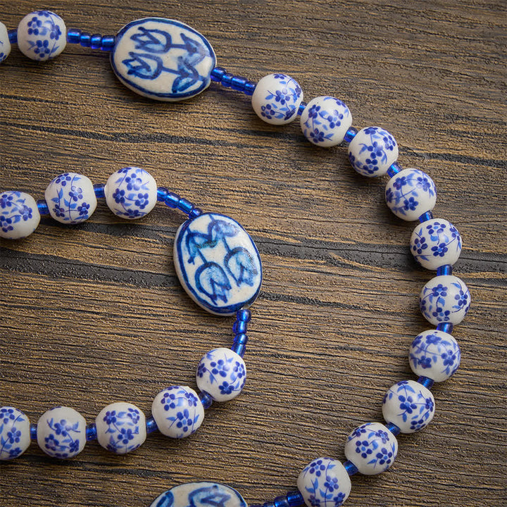 Christianartworkshop Rosenkranz aus blau-weißem Porzellan Unserer Lieben Frau von Aparecida: Erinnerungsstück für feierliches Gebet - image 6