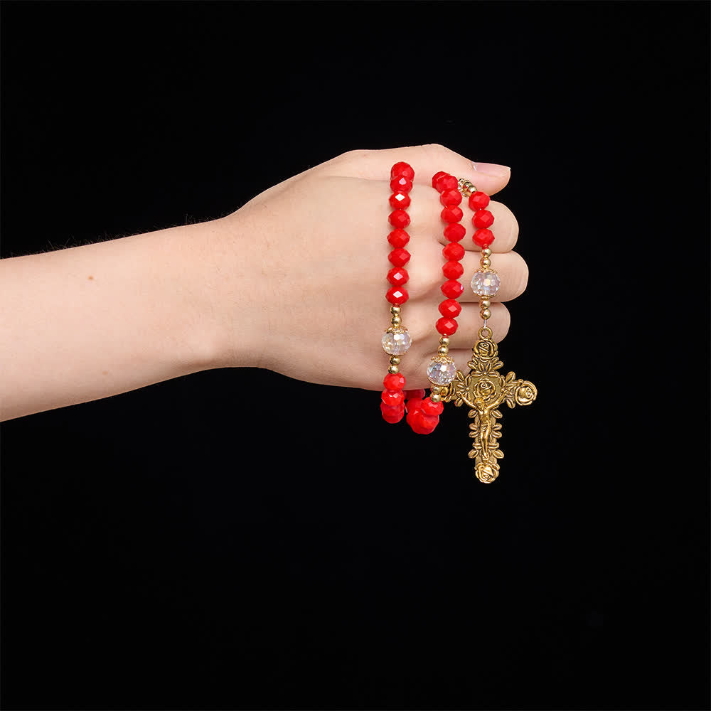 Christianartworkshop Prunkvoller Rosenkranz mit Rosenkreuz und Motiv der heiligen Therese: Sinnbild sanfter himmlischer Gnade - image 1