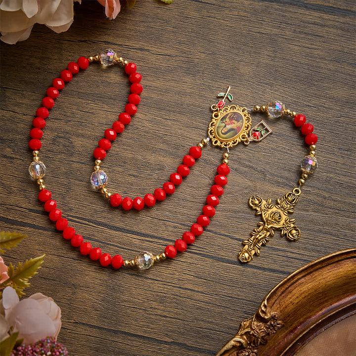 Christianartworkshop Prunkvoller Rosenkranz mit Rosenkreuz und Motiv der heiligen Therese: Sinnbild sanfter himmlischer Gnade - image 5