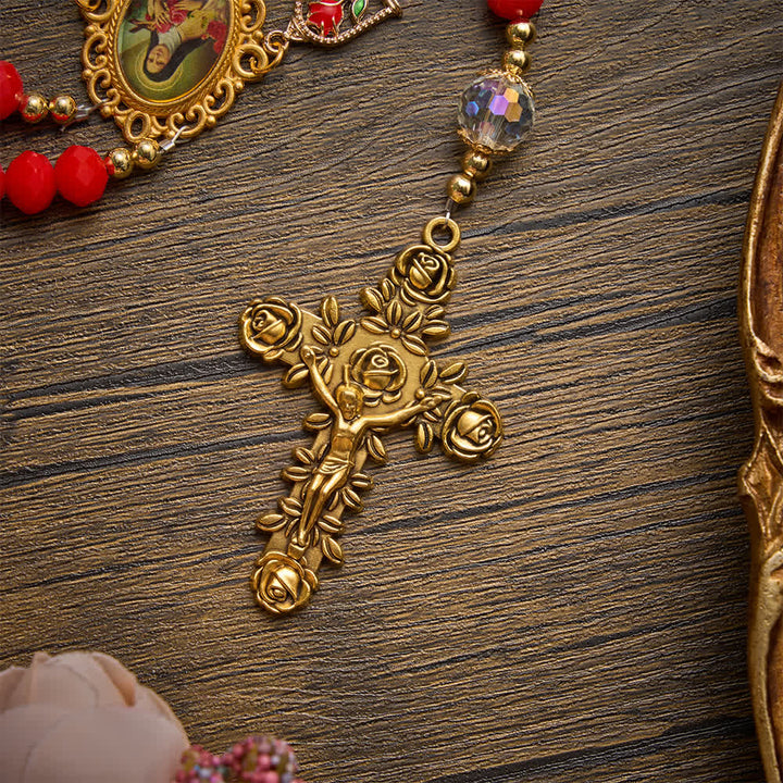 Christianartworkshop Prunkvoller Rosenkranz mit Rosenkreuz und Motiv der heiligen Therese: Sinnbild sanfter himmlischer Gnade - image 8