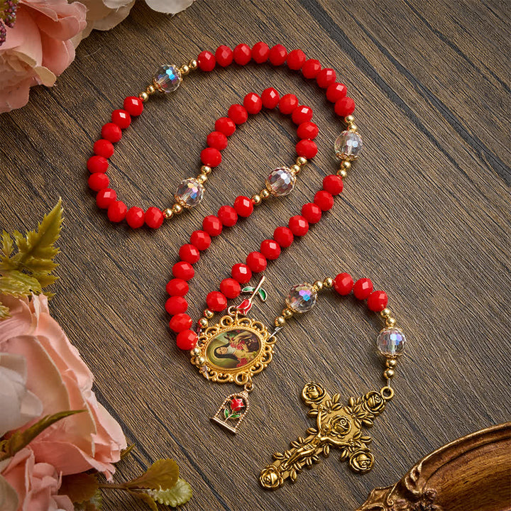Christianartworkshop Prunkvoller Rosenkranz mit Rosenkreuz und Motiv der heiligen Therese: Sinnbild sanfter himmlischer Gnade - Rosenkranz mit Motiv der heiligen Therese Rose - image 0
