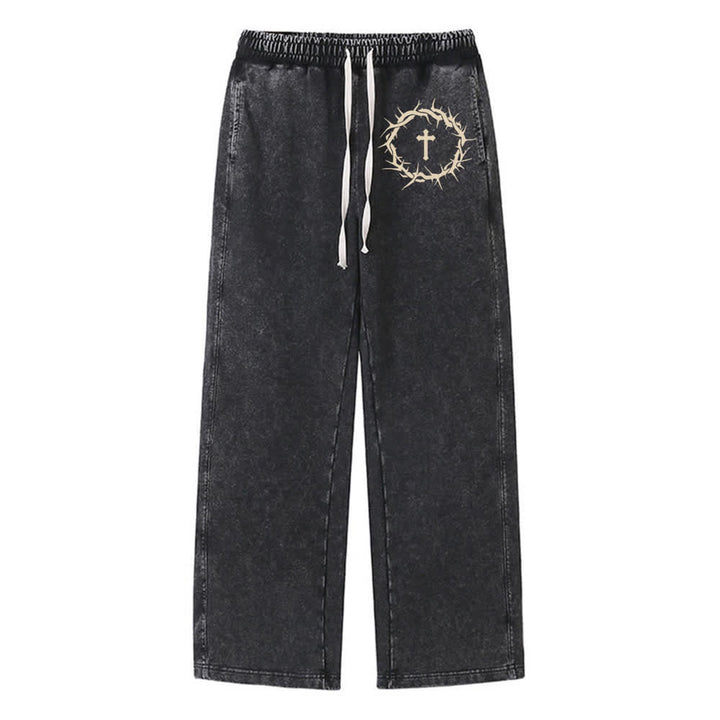 Christianartworkshop Thorn Cross Relaxed Fit Washed Sweatpants - Schwarz - 2XL - image 3