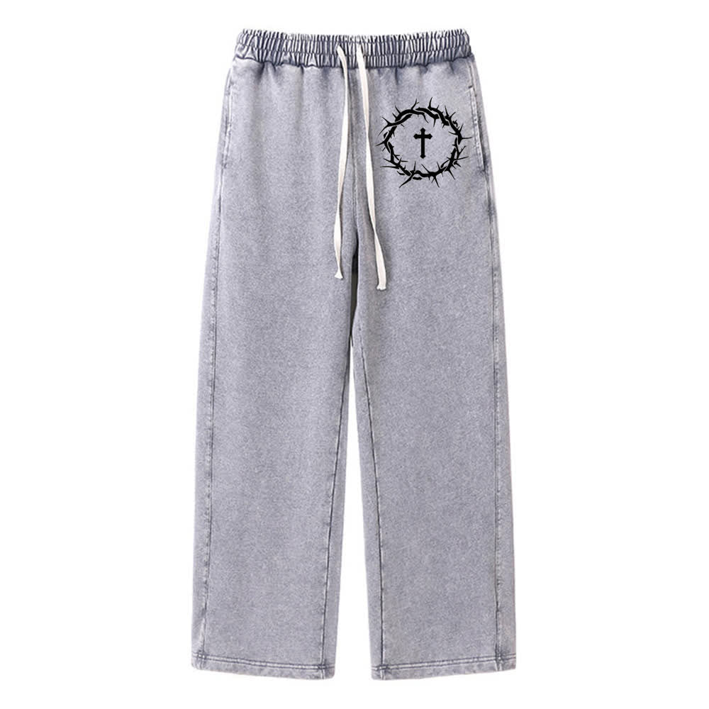 Christianartworkshop Thorn Cross Relaxed Fit Washed Sweatpants - Grau - 2XL - image 9