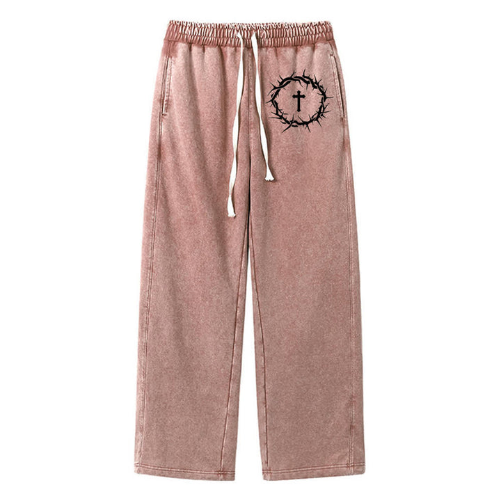 Christianartworkshop Thorn Cross Relaxed Fit Washed Sweatpants - Braun - 2XL - image 12