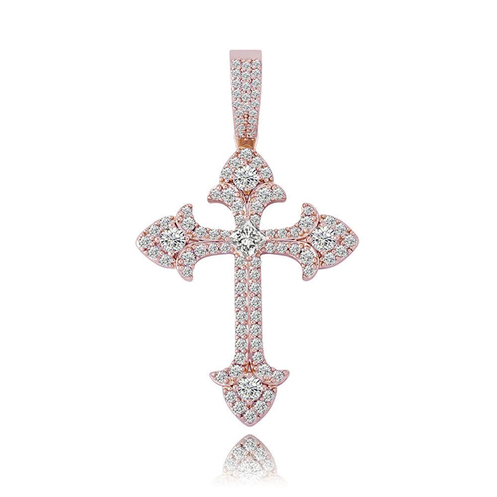 Christianartworkshop Funkelnde Kreuzanhänger-Halskette mit Pavé-Fassung: Zeichen göttlichen Schutzes - Roségolden - image 11