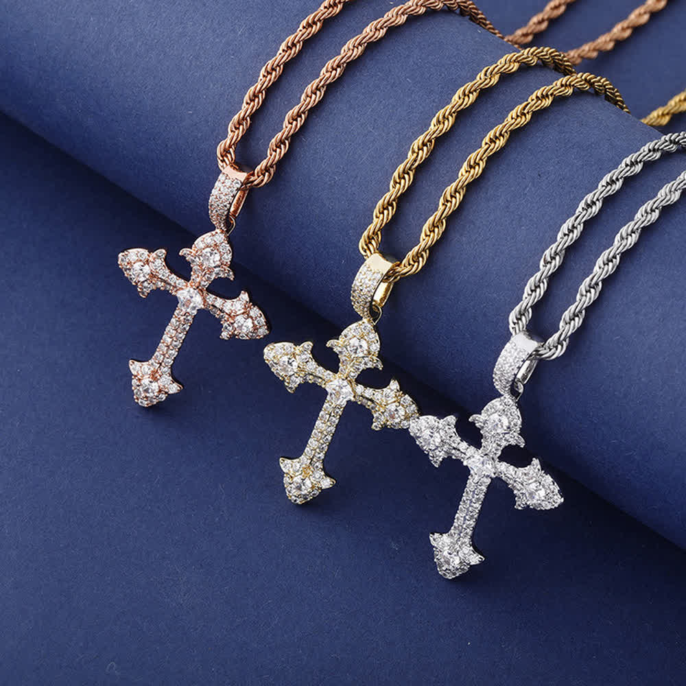 Christianartworkshop Funkelnde Kreuzanhänger-Halskette mit Pavé-Fassung: Zeichen göttlichen Schutzes - image 4