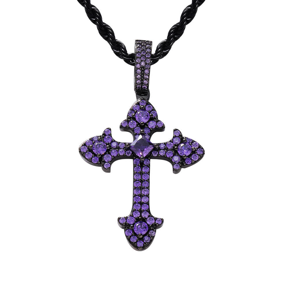 Christianartworkshop Funkelnde Kreuzanhänger-Halskette mit Pavé-Fassung: Zeichen göttlichen Schutzes - Lila - image 10