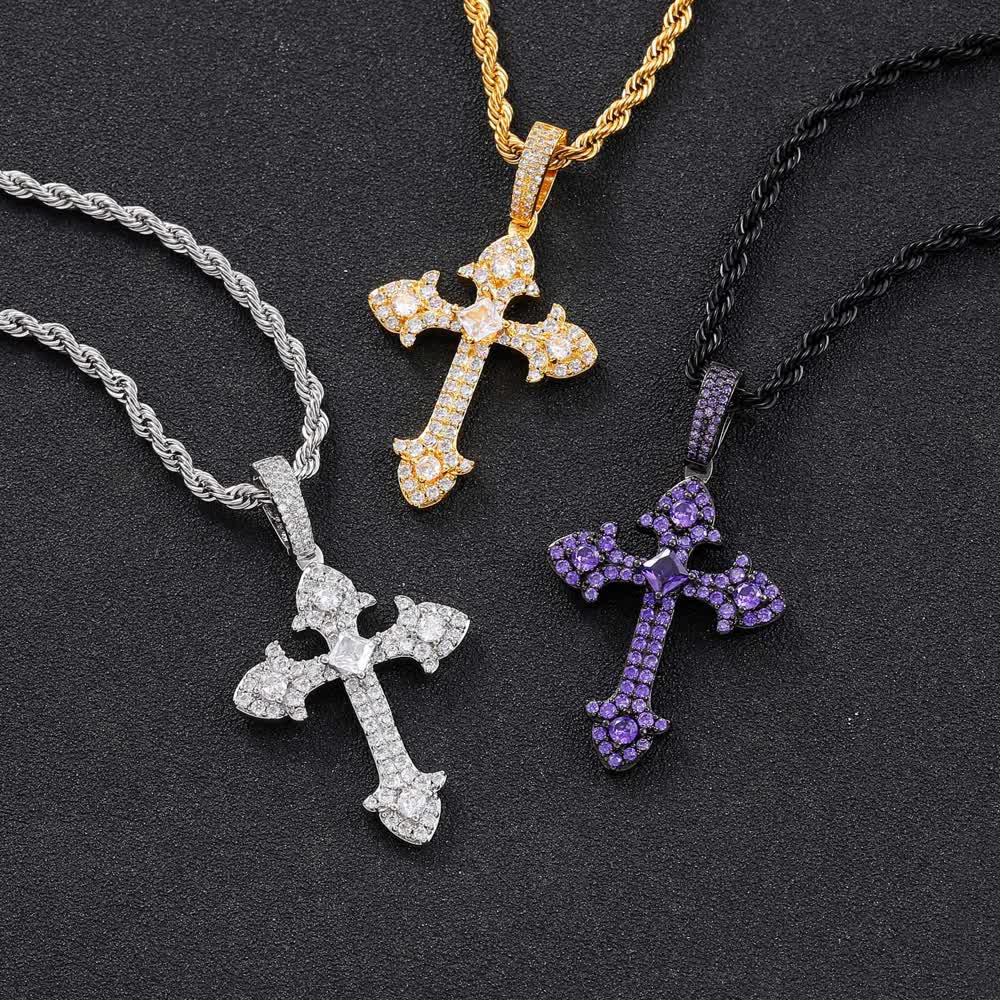 Christianartworkshop Funkelnde Kreuzanhänger-Halskette mit Pavé-Fassung: Zeichen göttlichen Schutzes - image 1