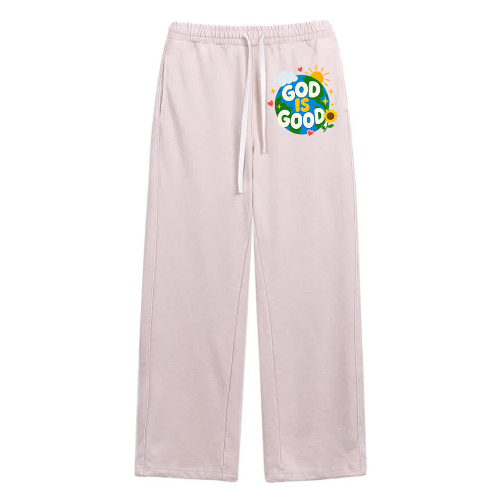 Christianartworkshop Gott ist gut Sonnenblumen-Aufdruck auf gewaschener Jogginghose - Beige - 2XL - image 12