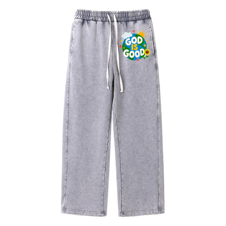 Christianartworkshop Gott ist gut Sonnenblumen-Aufdruck auf gewaschener Jogginghose - Grau - 2XL - image 6