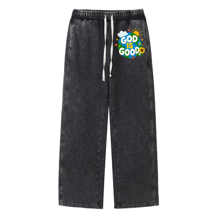 Christianartworkshop Gott ist gut Sonnenblumen-Aufdruck auf gewaschener Jogginghose - Schwarz - 2XL - image 3