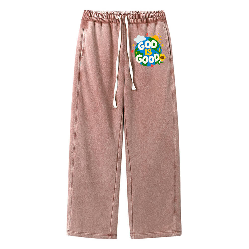 Christianartworkshop Gott ist gut Sonnenblumen-Aufdruck auf gewaschener Jogginghose - Braun - 2XL - image 9