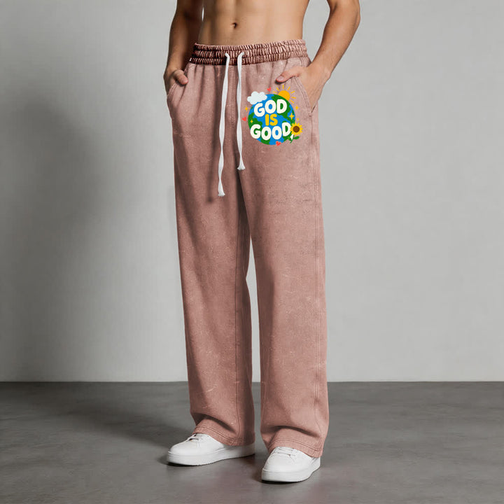 Christianartworkshop Gott ist gut Sonnenblumen-Aufdruck auf gewaschener Jogginghose - image 10