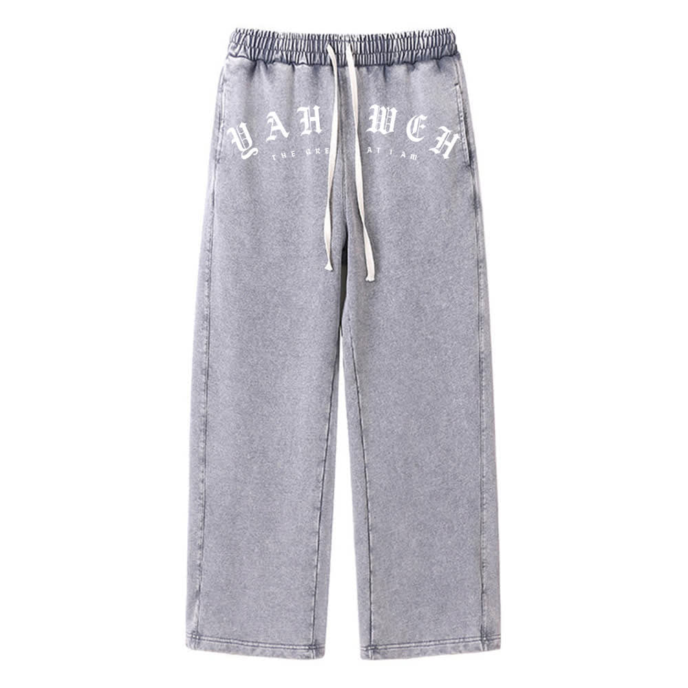 Christianartworkshop Yahweh Vintage Jogginghose mit Kordelzug, lockerer Passform, gewaschen - Grau - 2XL - image 0