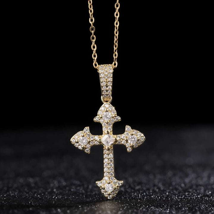 Christianartworkshop Funkelnde Kreuzanhänger-Halskette mit Pavé-Fassung: Zeichen göttlichen Schutzes - Golden - image 0