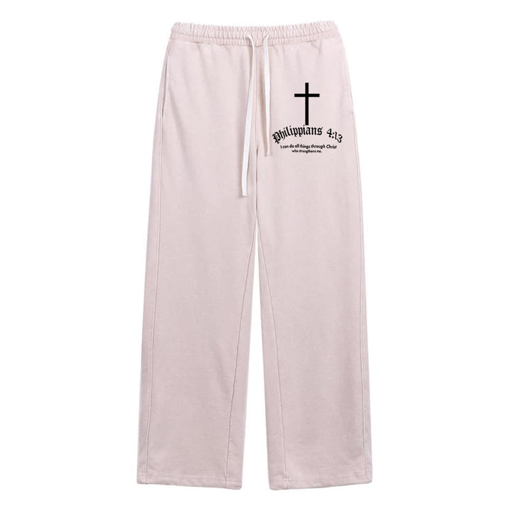 Christianartworkshop Philipper 4:13 Kreuz Mineral gewaschene Jogginghose - Beige - 2XL - image 6