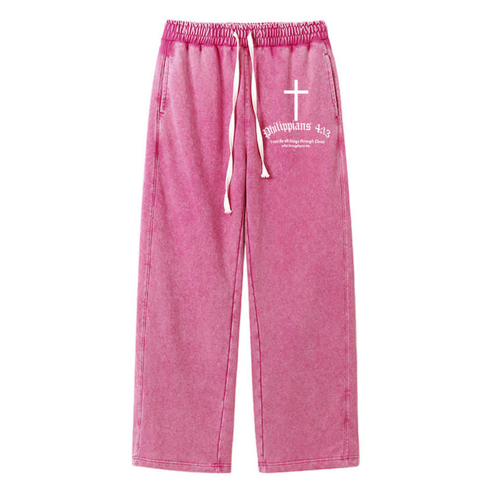 Christianartworkshop Philipper 4:13 Kreuz Mineral gewaschene Jogginghose - Rose - 2XL - image 12